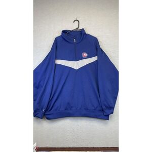 Chicago Cubs Pullover Mens 2XL Blue‎ Gray MLB Baseball Quarter Zip Sweatshirt